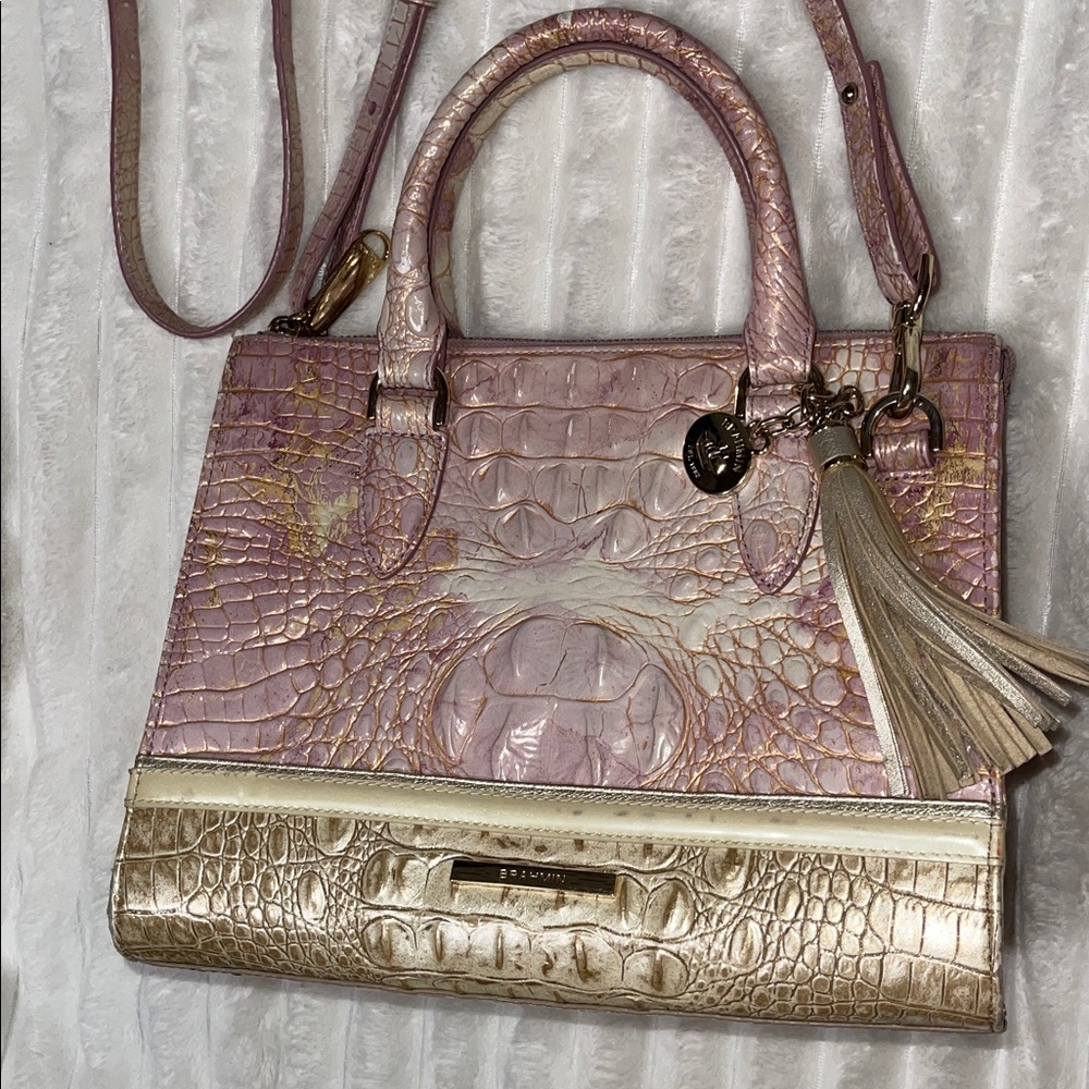 Brahmin Priscilla Satchel in Lilac Whimsy Mini Satchel with Tassel